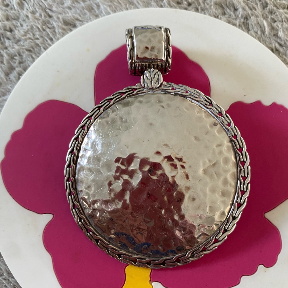 John Hardy Large Sterling Silver Palu Hammered Weave Pendant